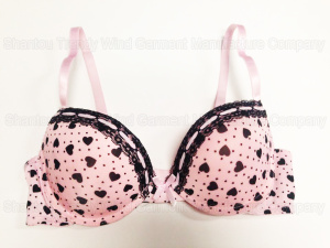 Push up Printed Bra with Lace and Ribbon